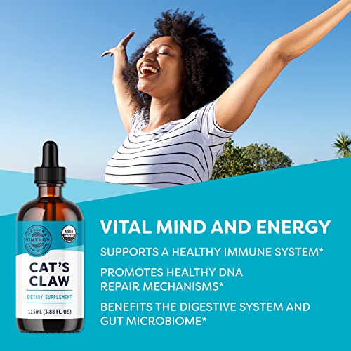 Vimergy Usda Organic Cat’s Claw Extract, 57 Servings – Alcohol Free Cat’s Claw Tincture - Supports A Healthy Immune System - Gluten-Free, Non-Gmo, Kosher, Vegan & Paleo Friendly (115 Ml) #TOP1