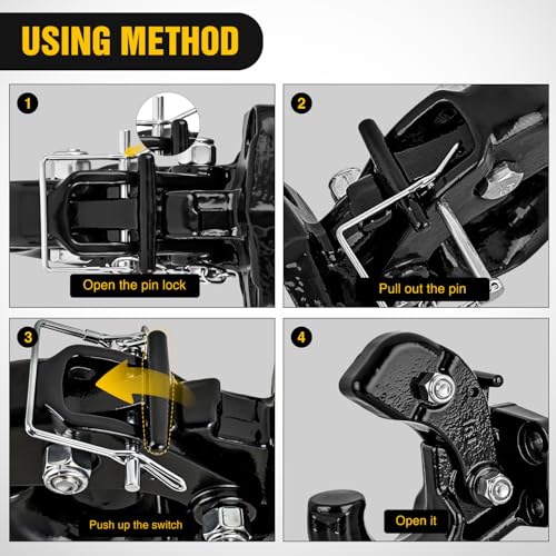 Nilight Pintle Hook Hitch with Mounting Kit 30,000 lbs, Fits 2-1/2 to 3-Inch Lunette Ring, Mount Required, 15Ton Hitch Receiver fit for Pintle Hook Mount by Nilight - Image 8