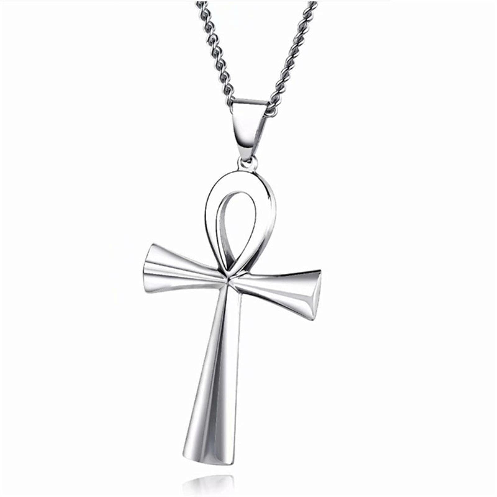 Collier Croix Ankh En Acier Inoxydable – Symbole Égyptien De Vie Éternelle – Chaîne 50 Cm Or Ou Argent – Bijou Unisexe Élégant Et Résistant