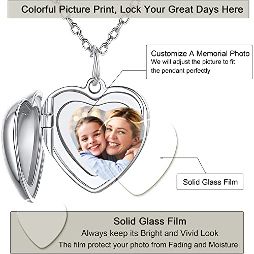 Sterling Silver Heart Locket Necklace For Women, Angel Wings Lockets Necklace For Women That Hold Pictures, Gold/Silver/Rose Gold Personalized Engrave Memorial Lockets For Kids Girl With Chain 12-22In #TOP2