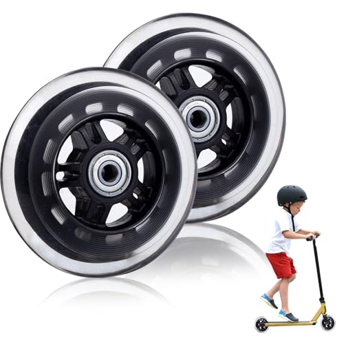 Image of Ideal Swan Stunt Scooter Wheels, Scooter Wheel Replacement 2 PCS, Thick Skate Wheels Set 100mm PU Material with ABEC-7 Bearings