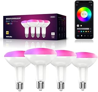 BR30 Smart Light Bulbs,E26 RGBTW Color Changing,LED Flood Light Bulbs,4Pack | Recessed Smart Flood Light Bulbs,Alexa/Apple/Google Home light bulbs,wifi flood light,smart flood light