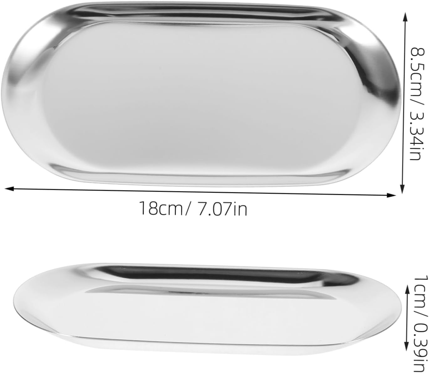 COLLBATH Stainless Steel Tip Tray for Restaurants Rectangular Serving Plate Sturdy Tip Storage Tray for Waitstaff Cafes and Bars