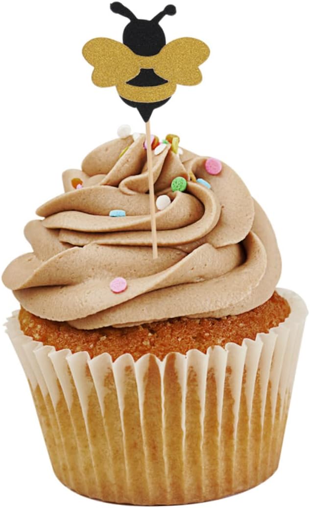 IMIKEYA Edible Bee Cupcake Topper 108 Pcs Cake Decoration Insert Dessert Topper Bee Cupcake Picks Bee Cake Picks Party Cupcake Topper Party Cupcake Decor Party Cake Picks Bee Decor Cupcakes
