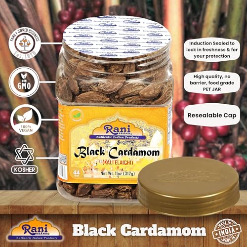 Rani Black Cardamom Pods (Kali Elachi) Whole Indian Spice 11oz (312g) PET Jar ~ All Natural | Vegan | Gluten Friendly | Non-GMO | Kosher | Indian Origin