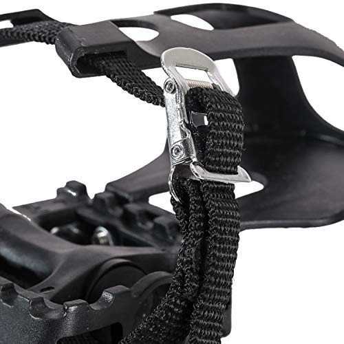 DRBIKE Bike Pedals with Toe Clips/Cages and Straps, 9/16\" PP Bicycle Pedals for Exercise Bike Mountain Bike, 1 Pair