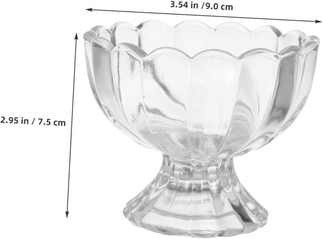 SOLUSTRE 5pcs Clear Glass Footed Dessert Bowls Tulip Shaped Ice Cream Cups Reusable Serving Bowls for Fruit Salad Pudding Snacks Party Use