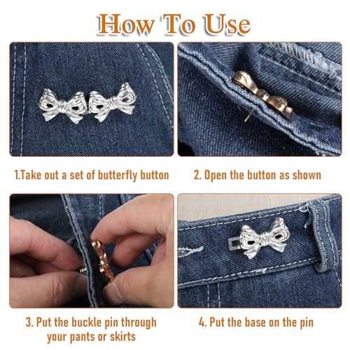 Nogeqi 6 conjuntos de apertadores de cintura jeans, clipes ajustáveis para apertar a cintura, modela