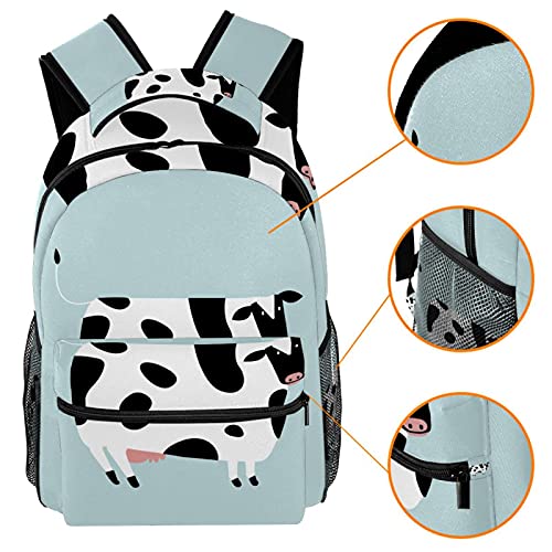 Sac à dos durable motif vache et sac d'école léger multicolore - 3