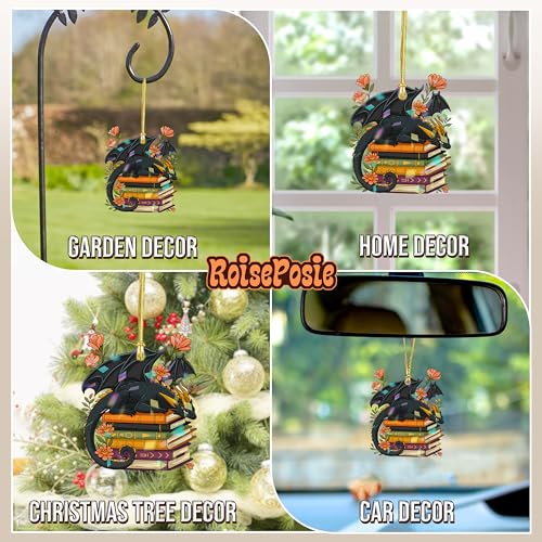 Bibliothèque en vinyle dragon fleur 10cm suspension holographique