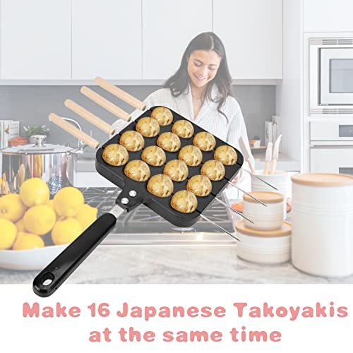 Non-Stick Takoyaki Grill Pan Non-Rusty Takoyaki Pan With Baking Needle, Even Heat Conduction- Easy To Demold And Clean-Takoyaki Plate Takoyaki Maker Takoyaki Pan Mold, Support Gas/Electric Stove/Oven #TOP3