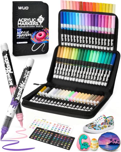 WUO 72 Pack Acrylic Paint Markers with Automatic L...