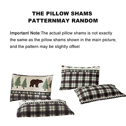Jessy Home Quilt Set Queen Size Rustic Lodge Plaid Quilt Bed Spread Country Cabin Brown Bear Bedding Lightweight Reversible Quilts Home Bedspread Coverlet With 2 Pillow Shams thumb #7