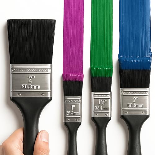 SOL 3pk Paint Brushes Set - 1, 1.5, 2 Paint Brushes Decorating Set - Ideal for DIY - Multipurpose, Interior and Exterior Painting, No Bristle Loss, Wood Wall Ceiling Cutting In