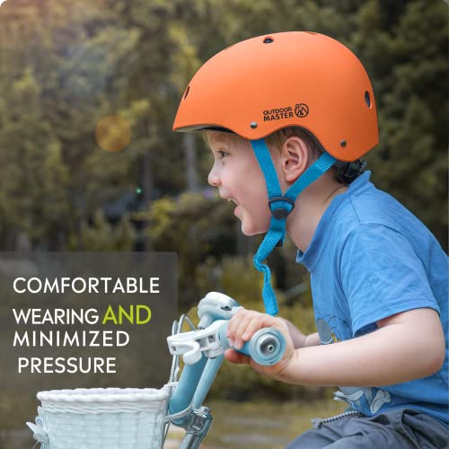 Outdoormaster Youth & Kids Bike Helmet - Adjustable Multi-Sports Skateboard Helmet With Removable Liners For Balance Bike, Toddler Scooter, One Wheel Hoverboard - Orange - M #TOP1