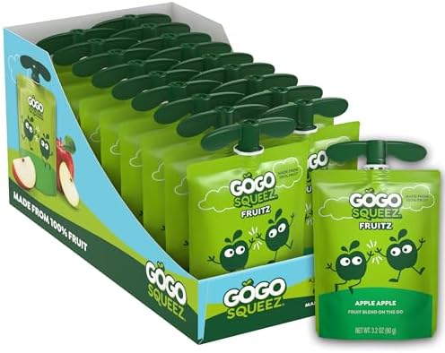GoGo squeeZ No Sugar Added Applesauce, Apple Apple, 18 Count