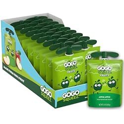1 of GoGo squeeZ No Sugar Added Applesauce and Fruit Puree, Apple Apple, 3.2 oz Pouches (Pack of 18), Fruit Snacks for Kids, Gluten Free, Nut Free, Recloseable Cap, BPA Free