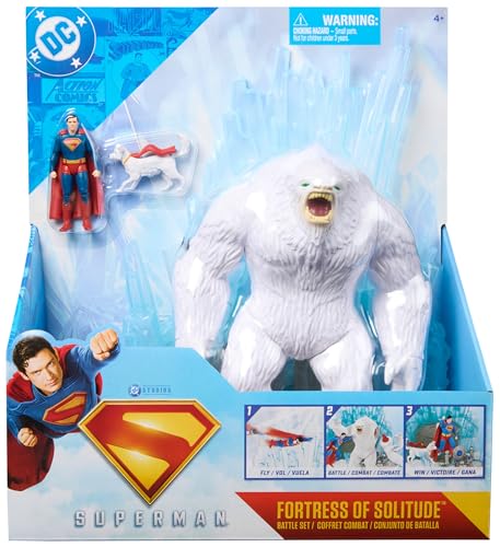 DC Comics - Playset Forteresse De Solitude - Univers De Jeu Complet Issu du Film - 3 Figurines Incluses - Super Héros Et Super Vilain - Jouet À Collectionner - Cadeau Enfant - Jouet Enfant 4 Ans Et +