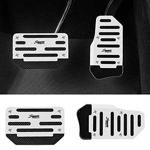 tobenbone 2PCS Automatic Transmission Pedal Covers Kit, Aluminum Alloy Non- Slip Pedal&Brake Pedal Pads Sporty Car Interior Decor Accessories Universal for Car, SUV, ATV (Silver)