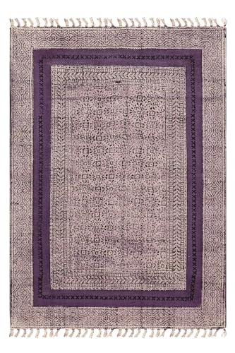Tapis de table carré 1,5 m en coton dhurrie tissage plat - 2