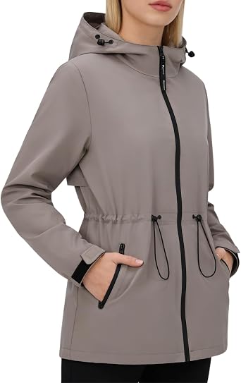PUFFIT Womens Waterproof Rain Jacket with Hood Lightweight Breathable Windbreaker Jacket Cycling Jacket for Women Cycling Sports Outdoor Jacket
