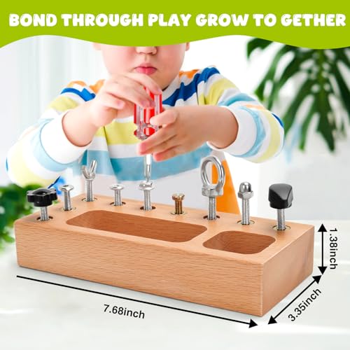 TenFans Montessori Busy Board for Toddlers 3-5 Years, Wooden Screwdriver Activity Board, Fine Motor Skills & Sensory Development Toy, Preschool Learning & Travel - Image 3