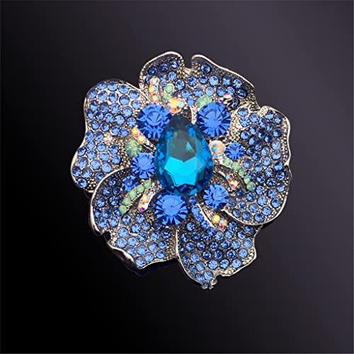 Broche à fleurs bleues en alliage pour grand vêtement femme