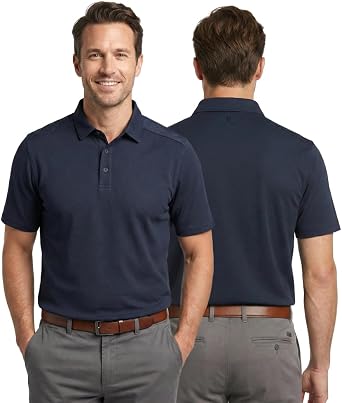 Cole Haan Skyweave Golf Polo Shirts for Men Innovative Jersey Knit with Moisture Management, Peached Finish & Crisp Collar