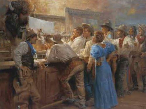 Andy Thomas Art - Charlie Russell and His Characters - Giclee Artist Signed Canvas Print shipped already stretched