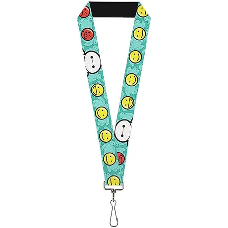 Buckle Down Scattered Tur Lanyard with Baymax Silicone Mood Expressions