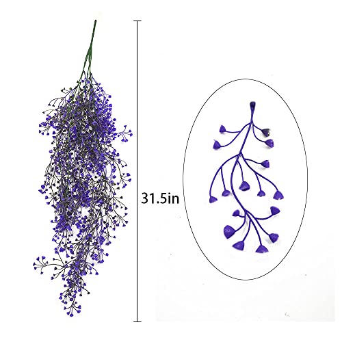 Musdoney 2Pcs Artificial Hanging Plants Fake Ivy Vine Fake Vine Plant For Wall Home Garden Wedding Party Indoor Outdoor Office Decor(Purple) #TOP1