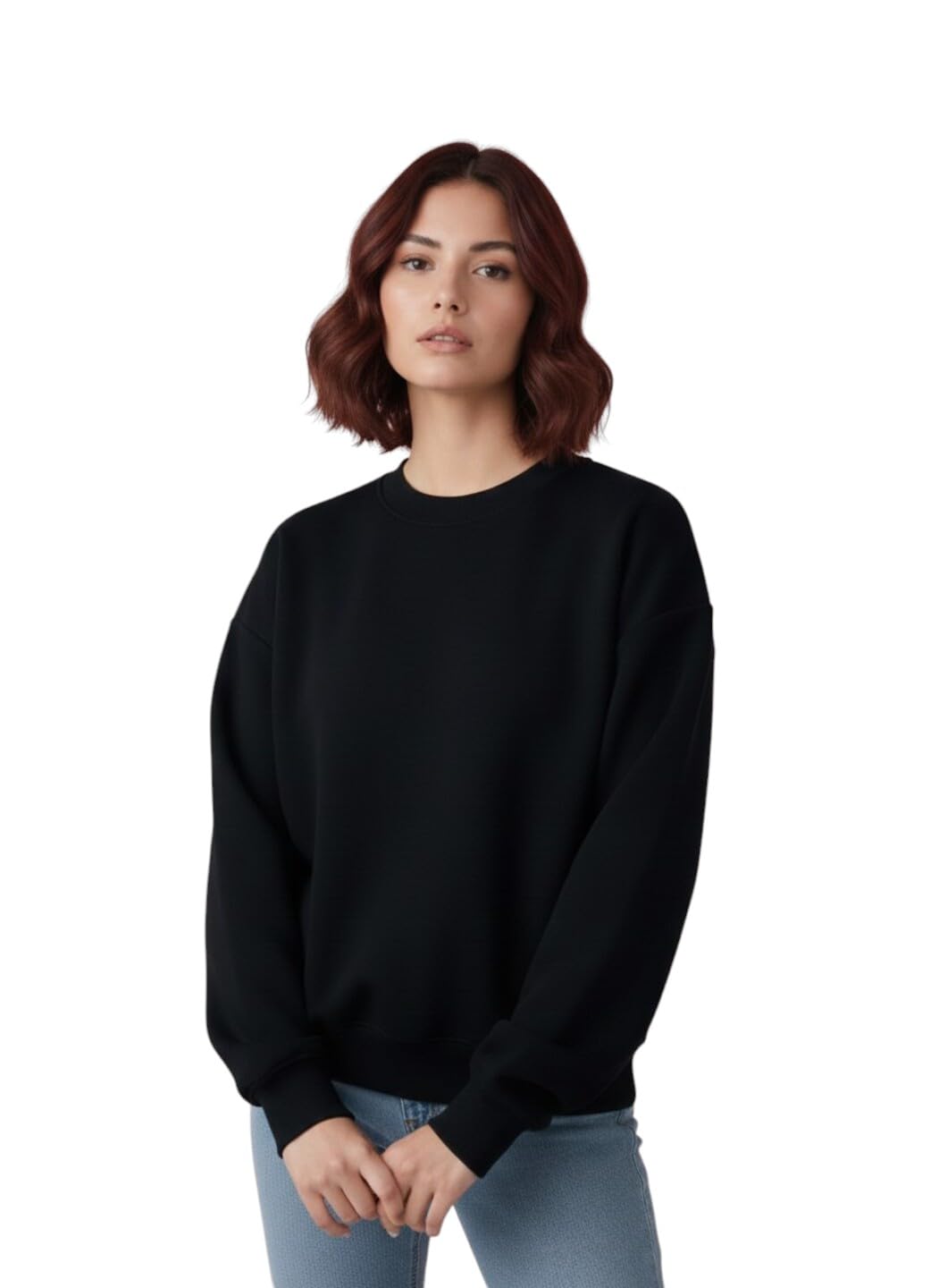 Women's Blended 100% Cotton and Fleece Blend Oversized Fit® Baggy Fit Cool and Stylish Sweatshirt-image-43