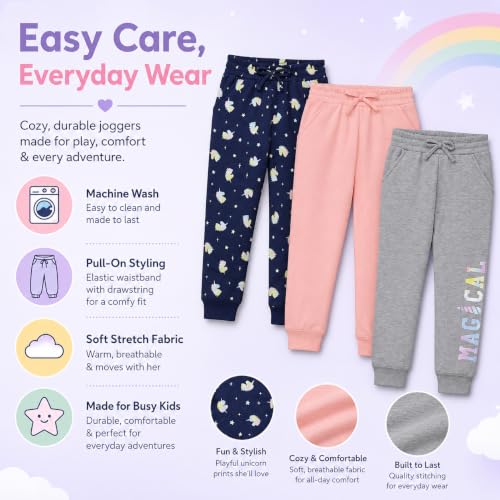 Image of BTween Kids Girls Fashion Stretch Waist Ultra Soft Jogger Pants Set 3 Pack Bundle