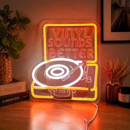 Vinyl Sounds Better Neon Sign, USB Powered LED Retro Decor