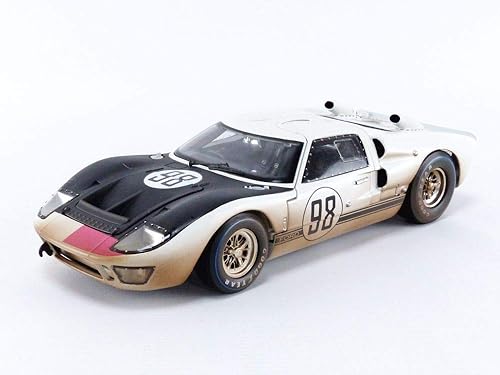 1966 Ford GT-40 MK II #98 Blanco con capó negro después de la carrera (versión sucia) 1/18 Modelo de coche fundido a troquel