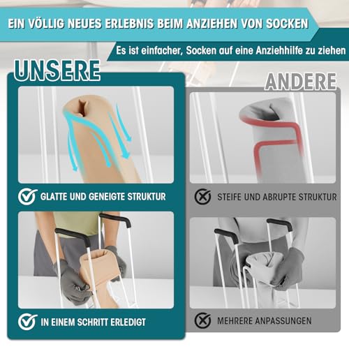 Glosaie Große Anziehhilfe für Kompressionsstrümpfe, Sockenanziehhilfe für große Waden 18\(46 cm)–20\(50 cm) Umfang Weiß, Sock Aid Tool