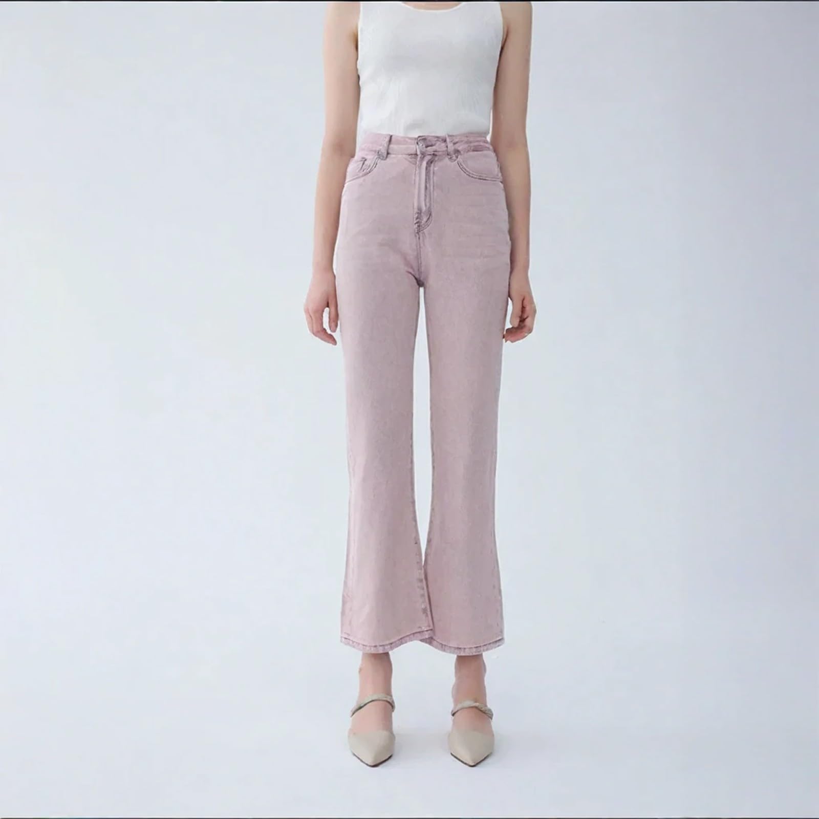 Pantalones vaqueros de cintura alta para mujer, pantalones vaqueros de pierna ancha, pantalones vaqueros boyfriend Bootcut pantalones de percusión bajos elásticos Y2K Vintage Streetwear Comfort Fit