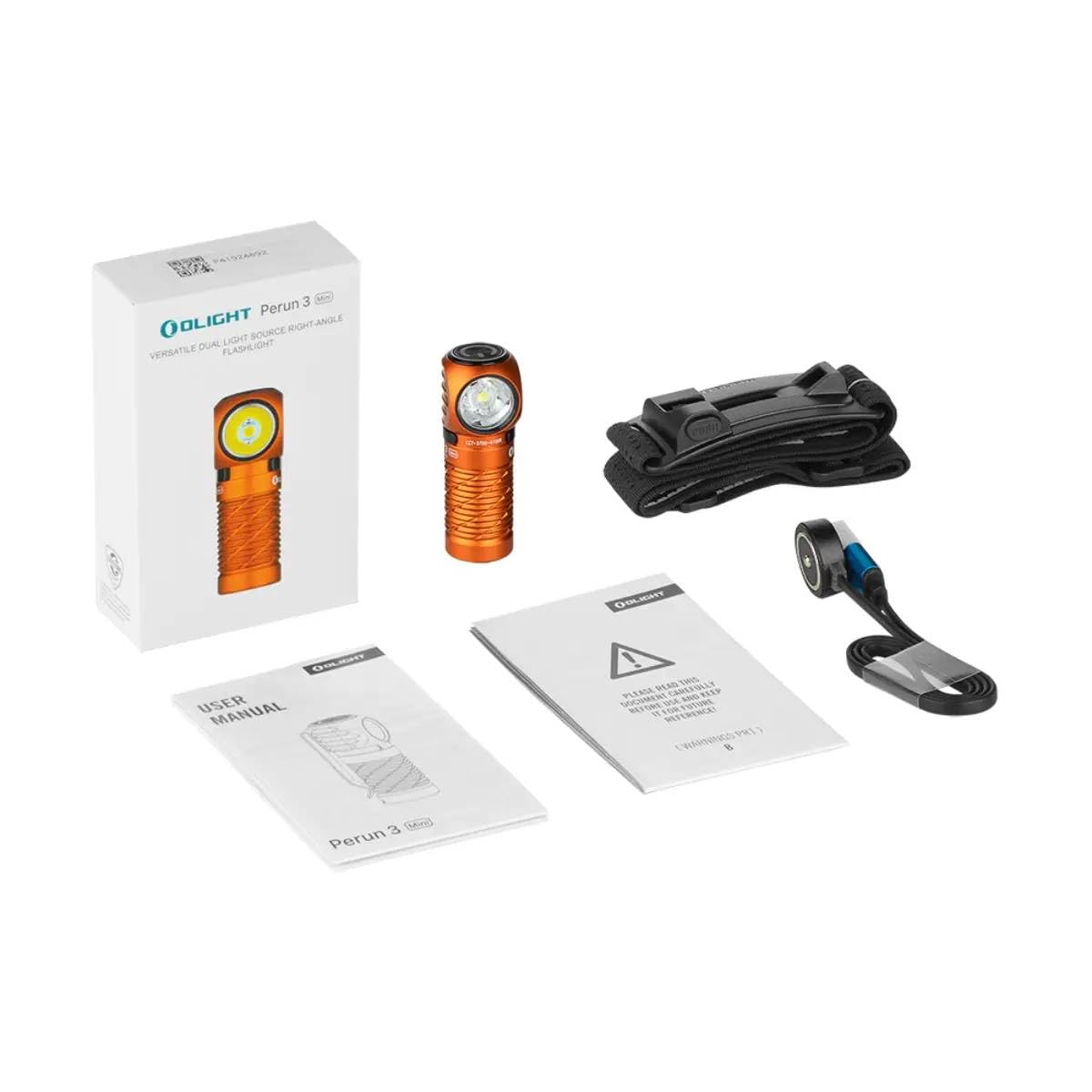 OLIGHT Perun 3 Mini Stirnlampe LED Wiederaufladbar, 1250 Lumen Superhell Kopflampe Headlamp mit Rotlicht und 8 Lichtmodi, IPX8 Wasserdichte Stirnleuchte, Ideal für Outdoor, Angeln, Notfall Orange
