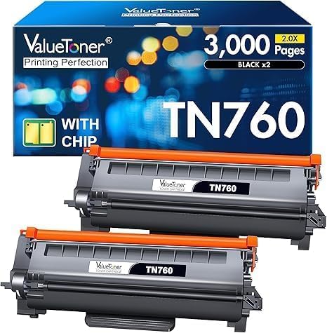 Compatible Toner Cartridge Replacement for Brother TN760 TN 760 TN730 TN-730 to use with MFC-L2710DW HL-L2370DW DCP-L2550DW Printer (Black,2-Pack)