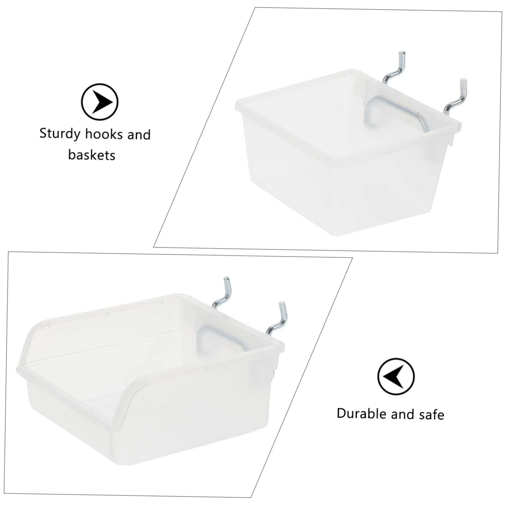 HOMOCONO 1 Set Peg Board Hook Workbench Organizer Peg Board Accessories Wall Mount Baskets Peg Board Organizer Hook Kit Wall Mounted Basket Clear Basket Wall Mount Storage Bins Steel