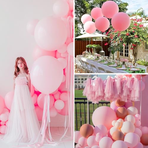 Image of PartyWoo Baby Pink Balloons 20pcs 18 Inch Pastel Pale Light Pink Latex Helium Balloons for Baby Shower Gender Reveal Easter Bachelorette Wedding Bridal Shower Birthday Party Decorations Pink-Q05