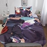 Jujutsu Kaisen Juego De Sábanas 2 Piezas Y Fundas Nórdicas Impresas En 3D Anime Microfibra Suave, con Fundas De Almohada, Cremallera Oculta para Niños Y Niñas Single（135x200cm）