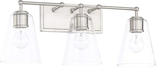 Miniatura 1 de Capital Lighting 121731BN-431 Murphy - Soporte de pared para tocador de baño, cristal transparente, 3 luces, 300 vatios totales, 10 pulgadas de alto