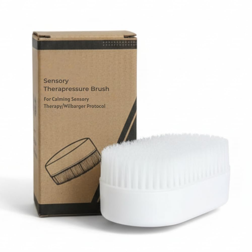 Sensory Therapy Brush for Autism Kids & Adults – Soft Bristle Therapressure Scalp Brush, Wilbarger Protocol Manual Brush for Sensory Integration & Occupational Therapy (White)