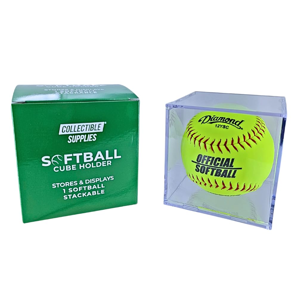 Collectible Supplies Softball Display Case | Acrylic Softball Cube | Clear Viewing Display Case to Protect Your Collection | Protection & Elegant Design Cube Storage (1 Cube)