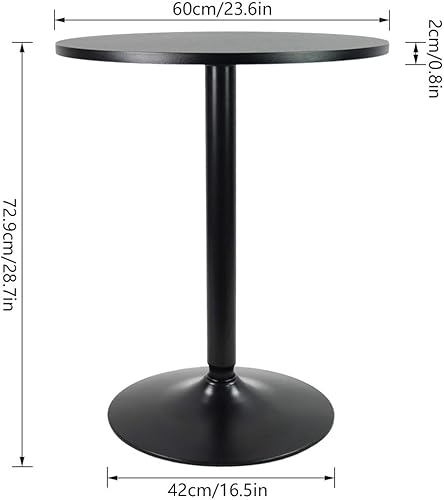 Vista 3 de KKTONER Mesa redonda de bar de 23.6 pulgadas para cóctel, bar, bar, comedor, bistró (28.7 horas, negro)