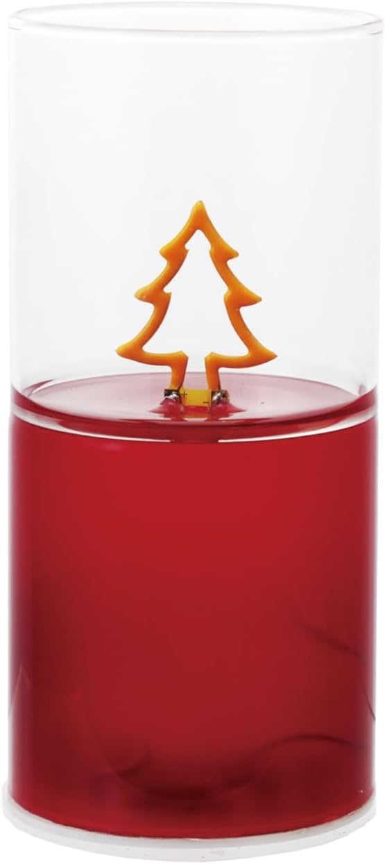 Creative Co-Op Glass LED Light with Tree Shaped Filament, Red