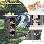 Goplus Folding Camping Storage Cabinet, Pop Up Outdoor Camping Kitchen Station with Large 3-Tier Storage Organizer, Carry Bag, Easy Set Up Portable Compact Camping Table for BBQ Picnic Backyard (47'') - Image 3