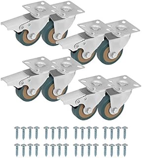 Kurtzy Heavy Duty Swivel Castor Furniture Wheels (8 Pack) - 50mm Casters with Rubber Wheels, Screws, Locking Wheel Brakes and Metal Plates - For Trolleys, Industrial Use and Moving Furniture