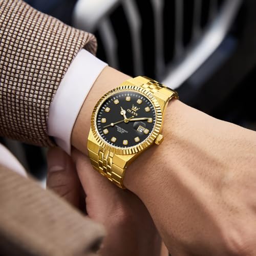 Image of OLEVS Mens Watches Luxury Diamond Calendar Stainless Steel Male Watches Business Dress Waterproof Luminous Fashion Watch for Men